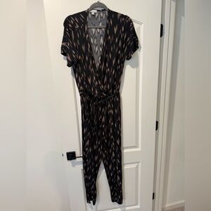 Allison Joy Black and Tan Patterned Jumpsuit